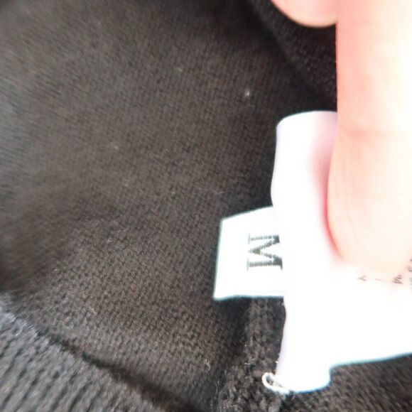 SEMICOUTURE 100% wool sweater Italy black blue lace oversize M mature quiet lux - Picture 8 of 9